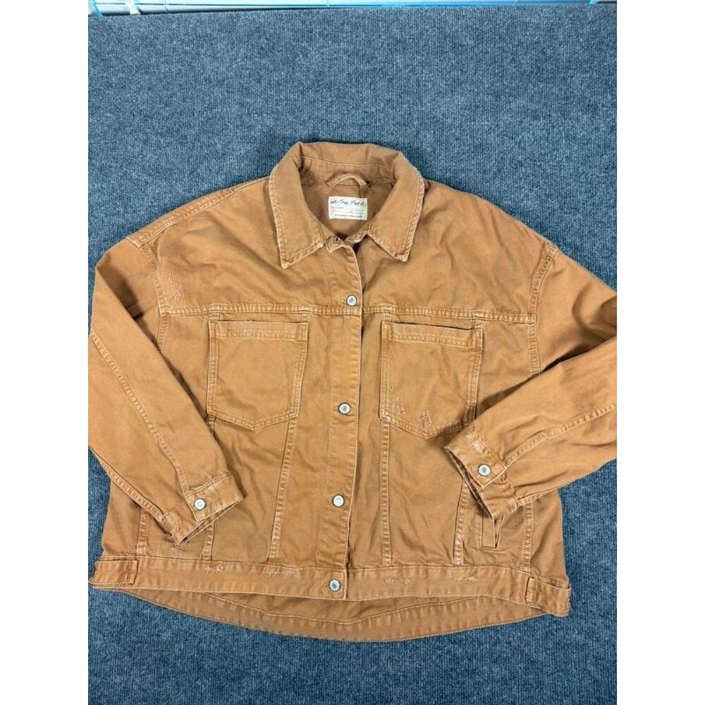 Free People We The Free Opal Swing Denim Jacket Brown Tan XL Oversized